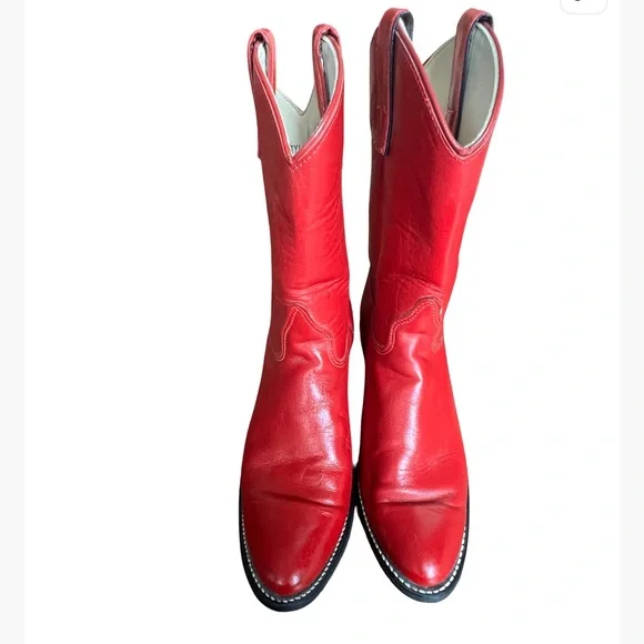 Vintage Kenny Rogers Red Leather Cowboy Western Boots size 6M! - Picture 5 of 12